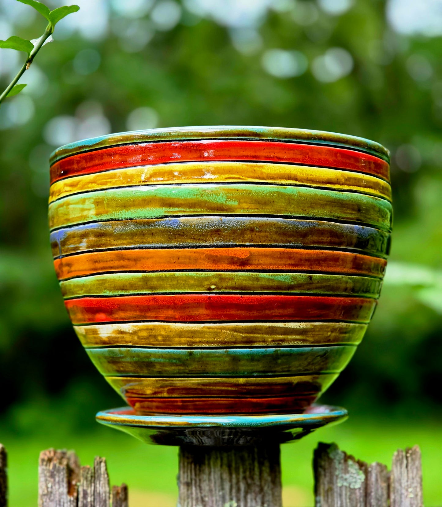Large Striped Planter w/base