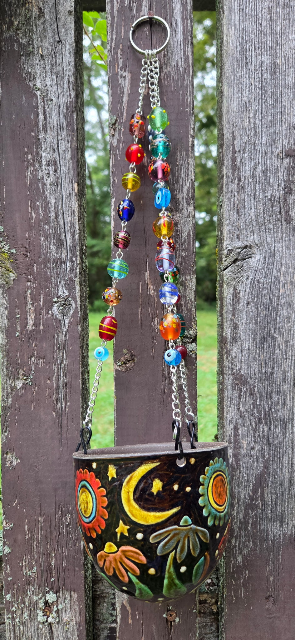 Small Moon Hanging Basket w/ drainage pot