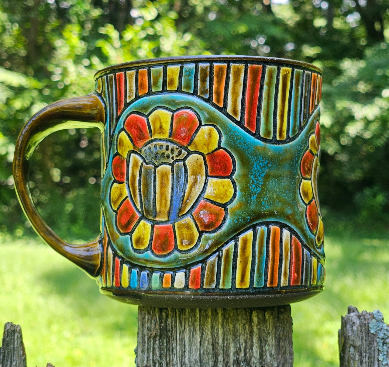 Multi-Colored Flower Mug