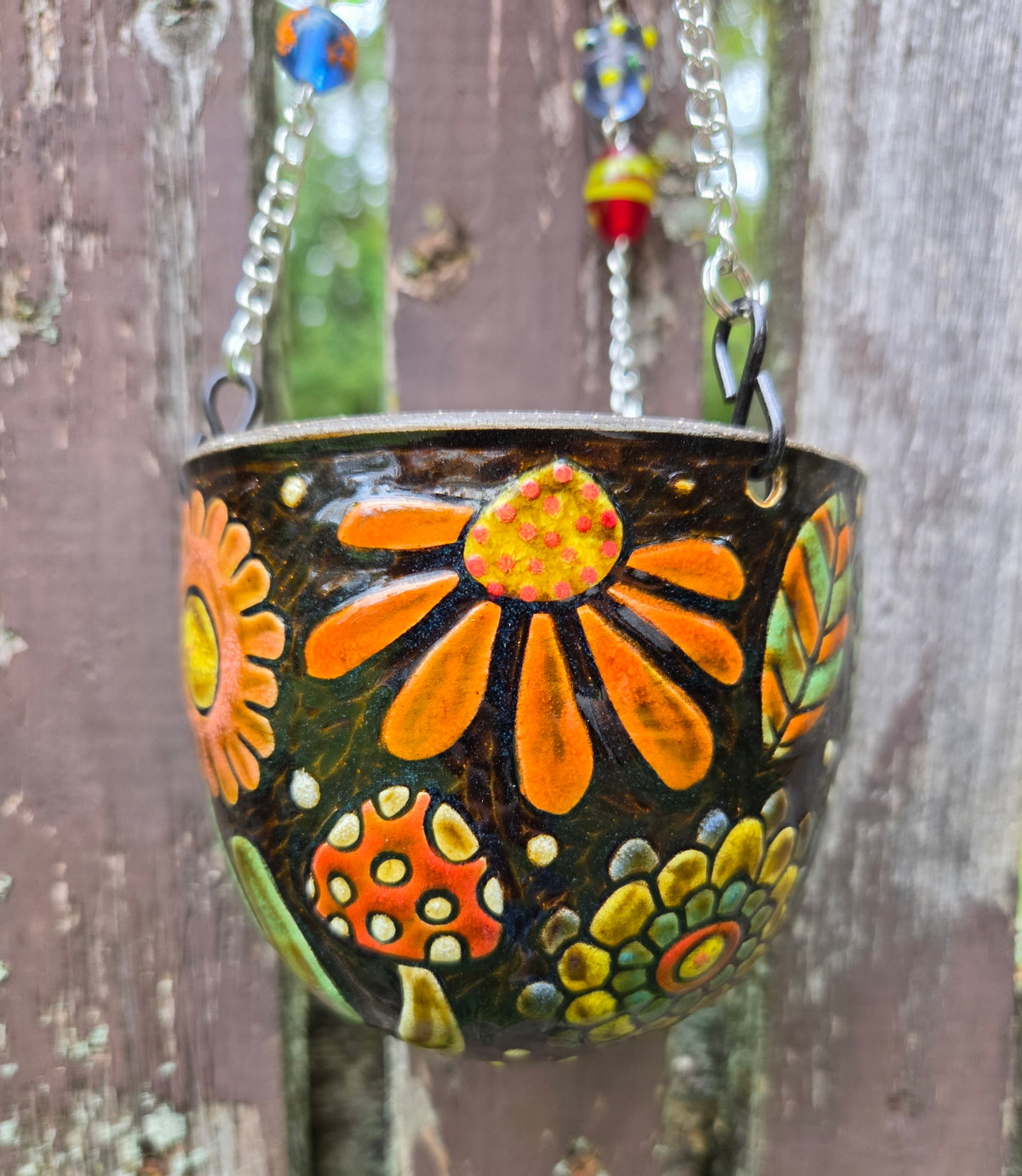 Small Mushroom Hanging Basket w/ drainage pot