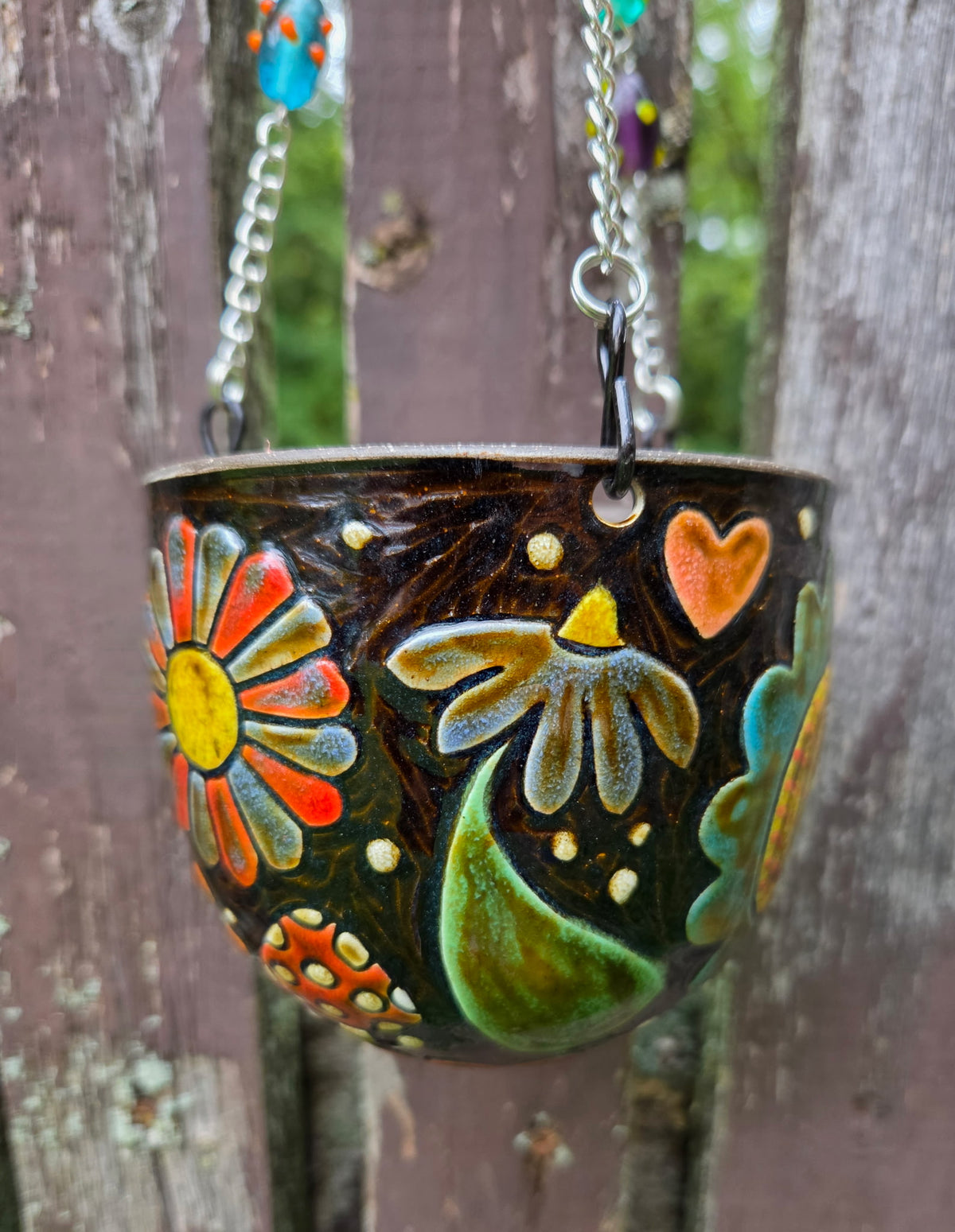 Small Mushroom Hanging Basket w/ drainage pot