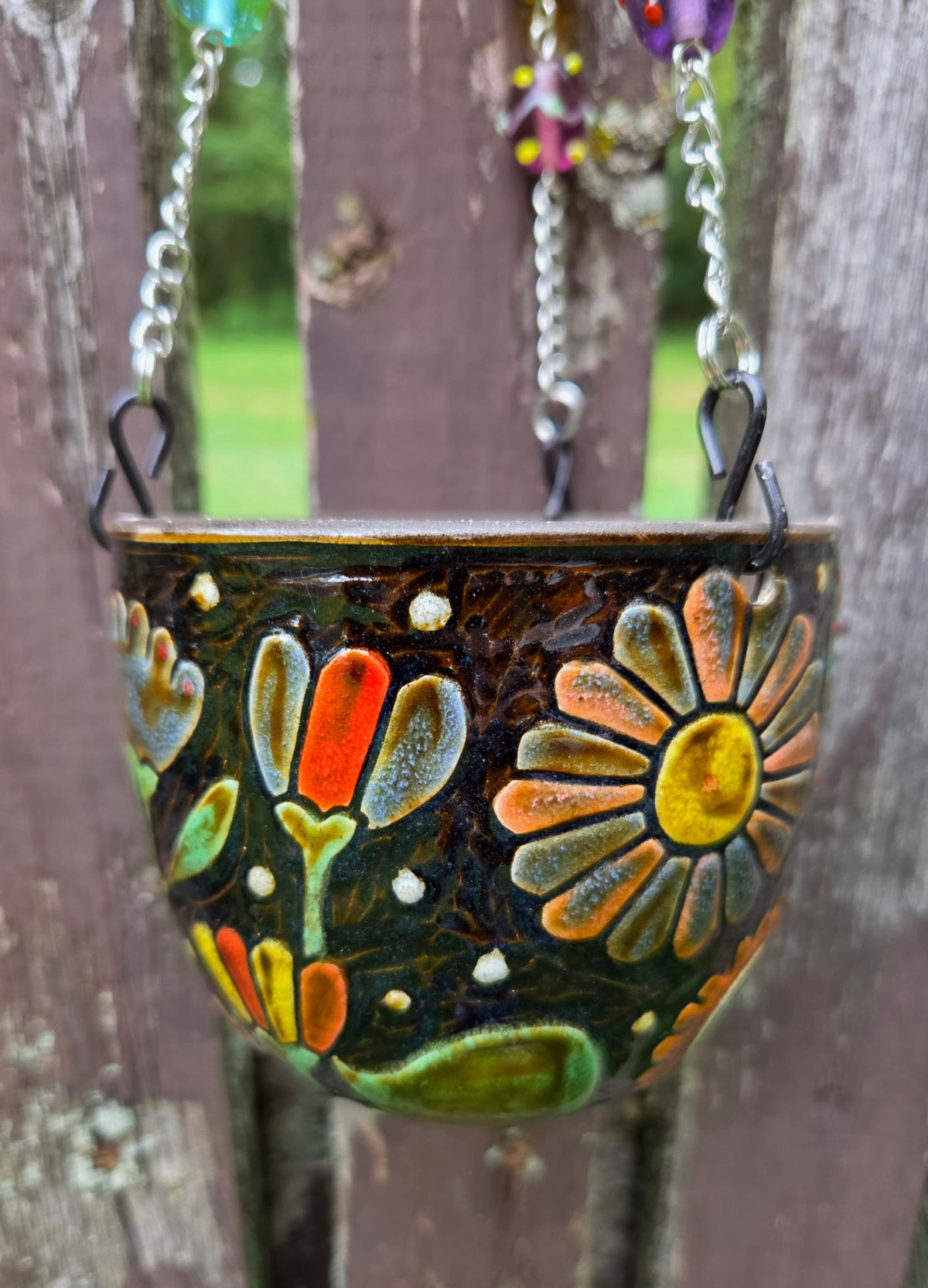 Small Flower Power Hanging Basket w/ drainage pot