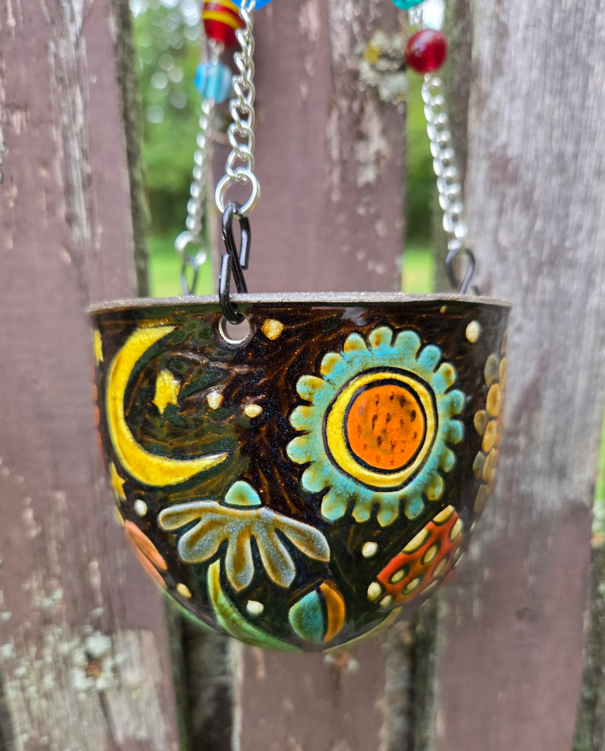 Small Moon Hanging Basket w/ drainage pot