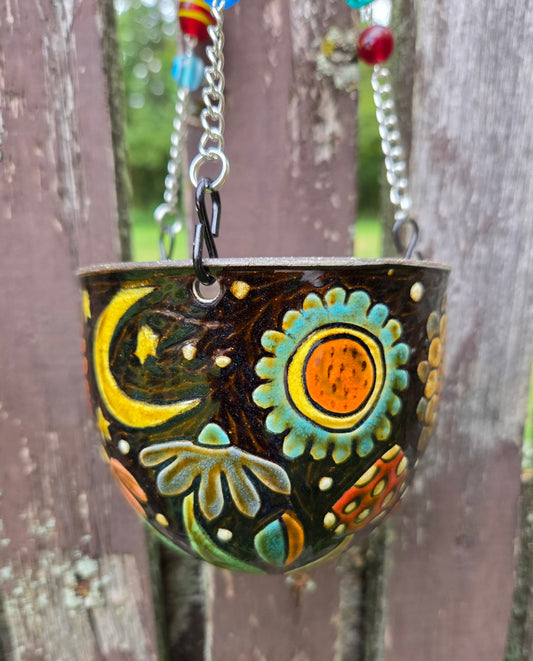 Small Moon Hanging Basket w/ drainage pot