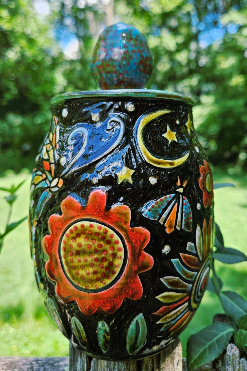 Dragonfly Moon lidded Jar