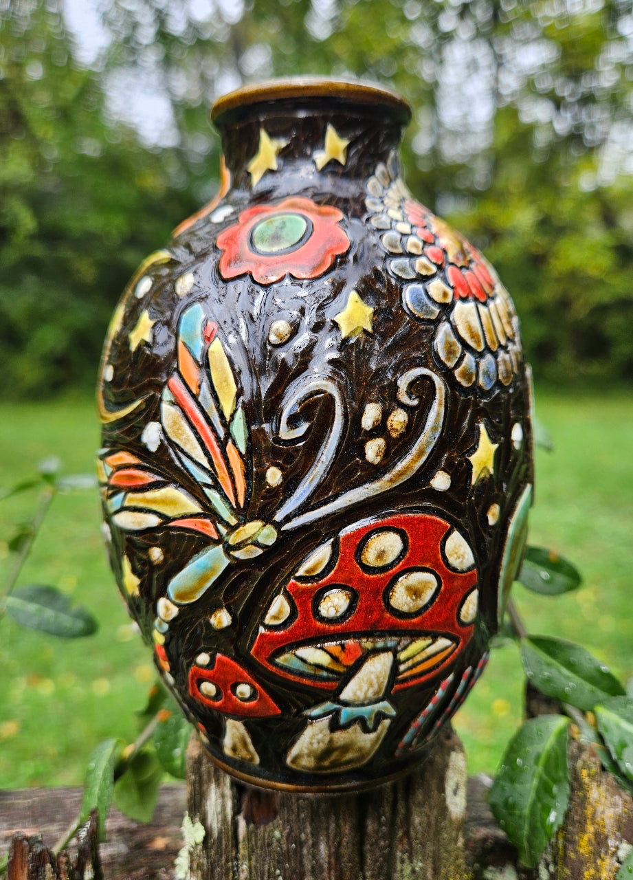 Dragonfly Mushroom Vase