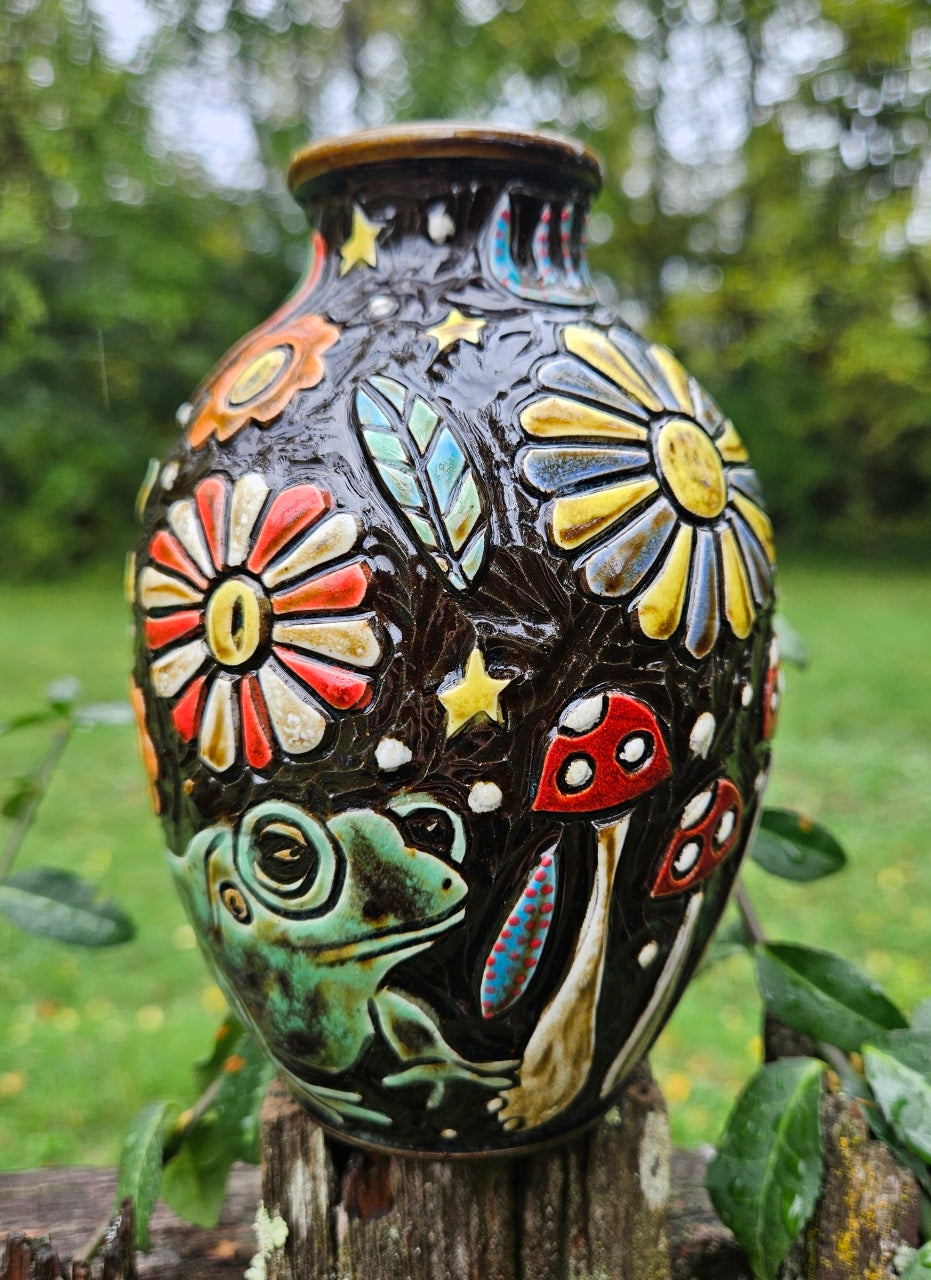 Frog and Mushroom Vase