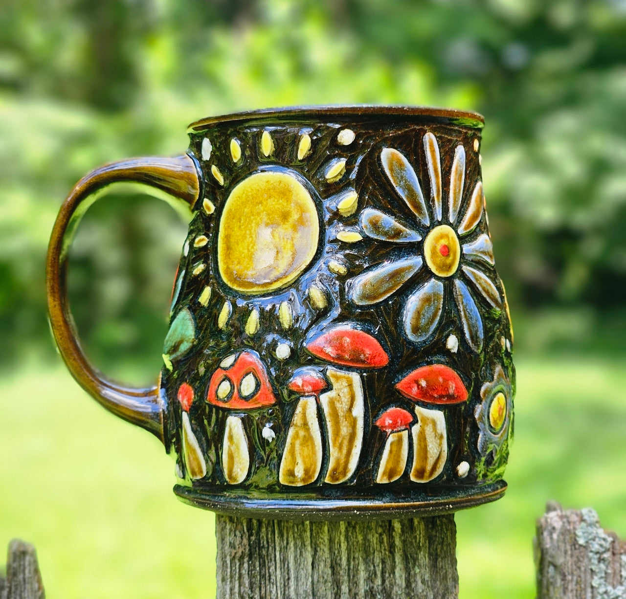 Sun and Mushrooms Mug
