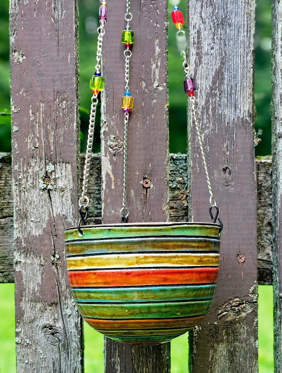 Small Striped Hanging Basket