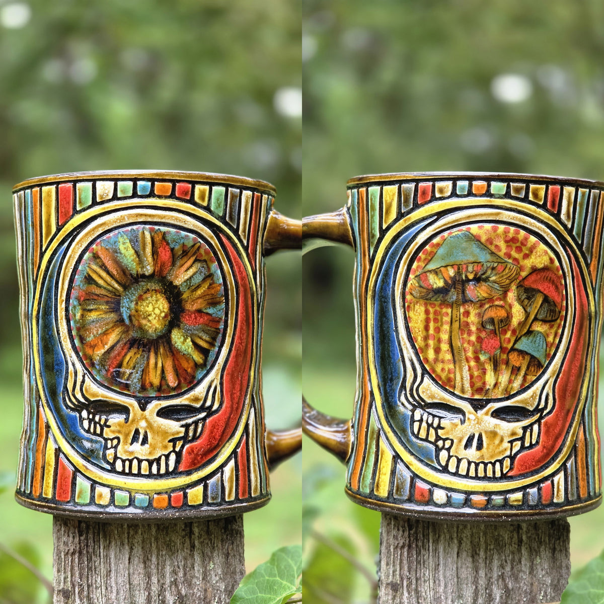 PRE-ORDER Double Sided Stealie Flower/Mushrooms Mug