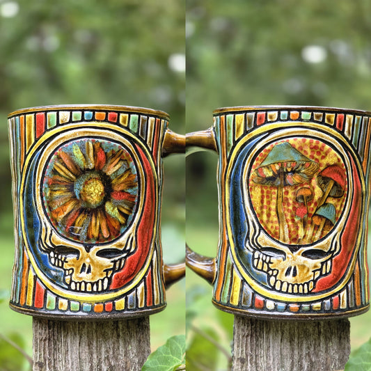 PRE-ORDER Double Sided Stealie Flower/Mushrooms Mug
